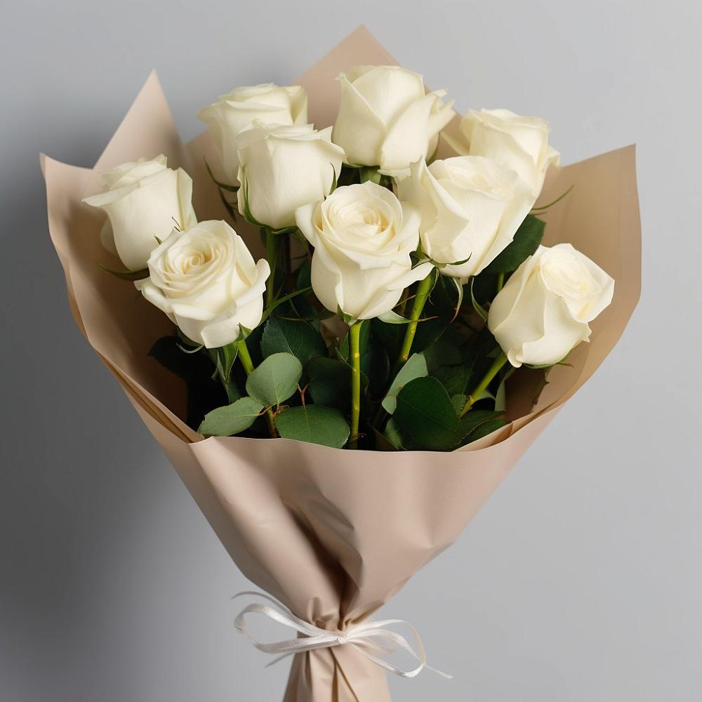 Букет 9 Белых роз Эдлесс Лав в Хохряки