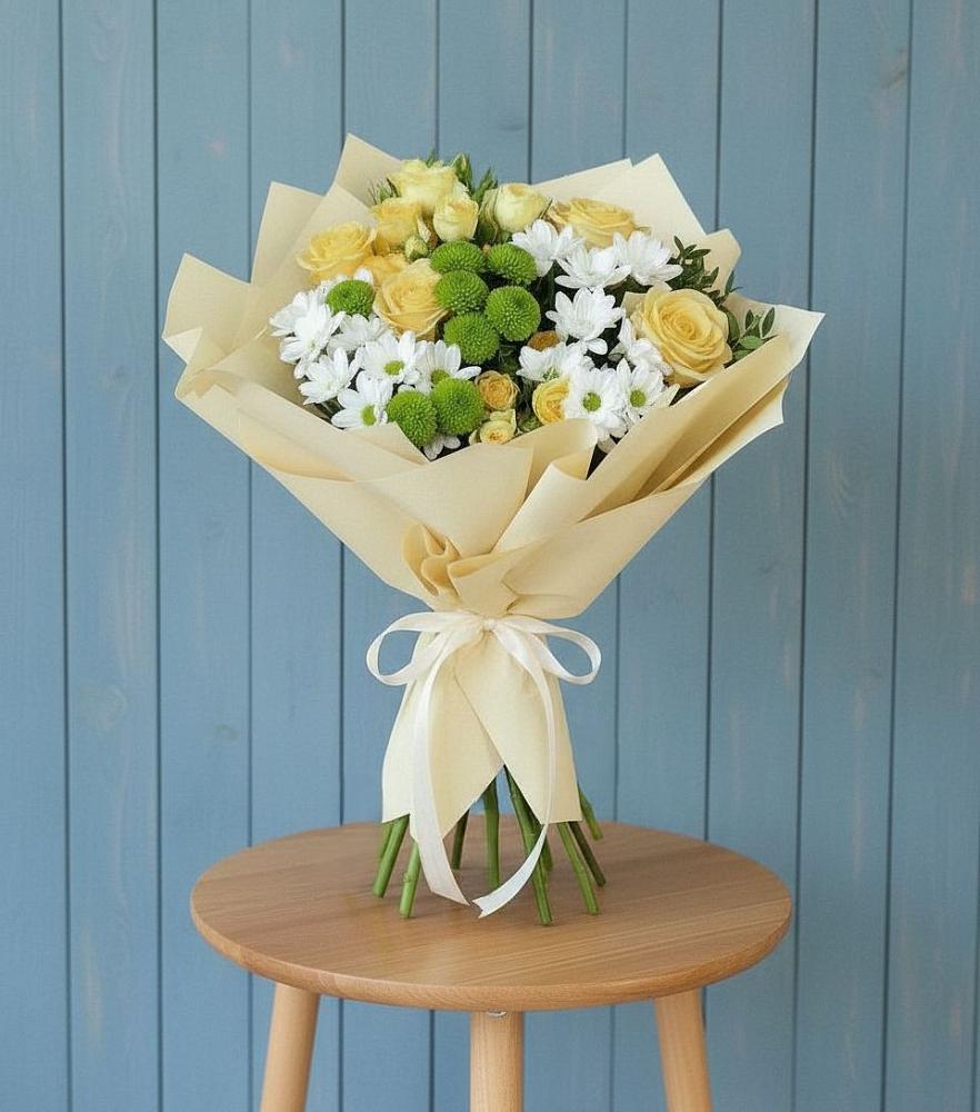 Букет цветов из: Хризантемы и Розы в Хохряки