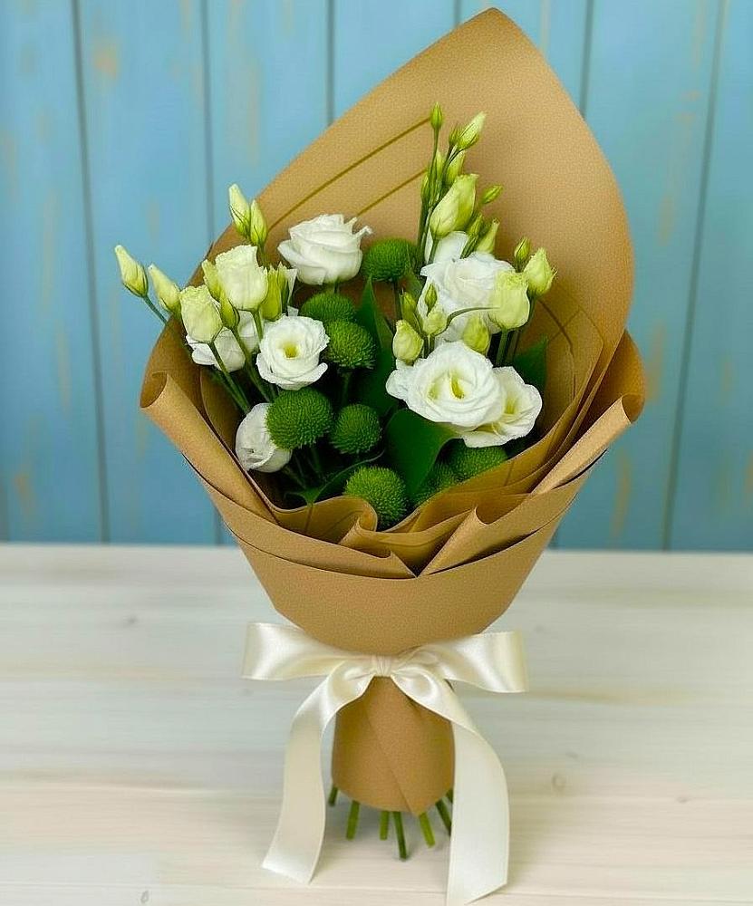 Букет цветов из: Хризантемы и Лизиантусы в Хохряки