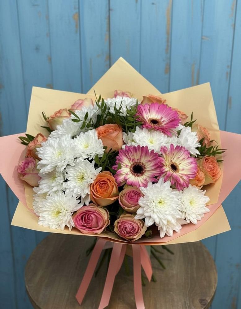 Букет цветов из: Розы, Герберы и Хризантемы в Хохряки