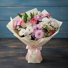 Букет цветов из:  Хризантемы, Альстромерии и Розы в Хохряки