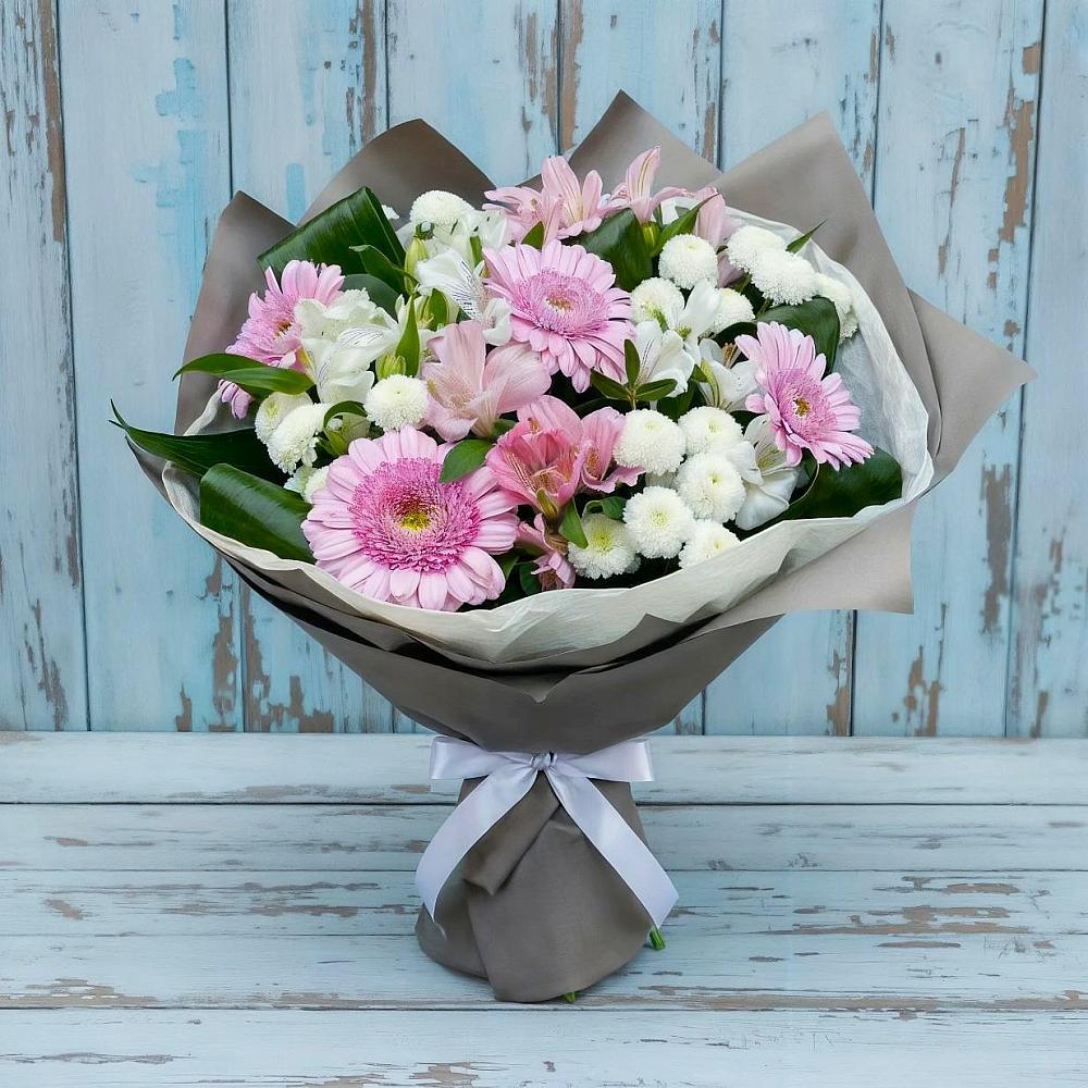 Букет цветов из: Герберы, Альстромерии и Хризантемы в Хохряки